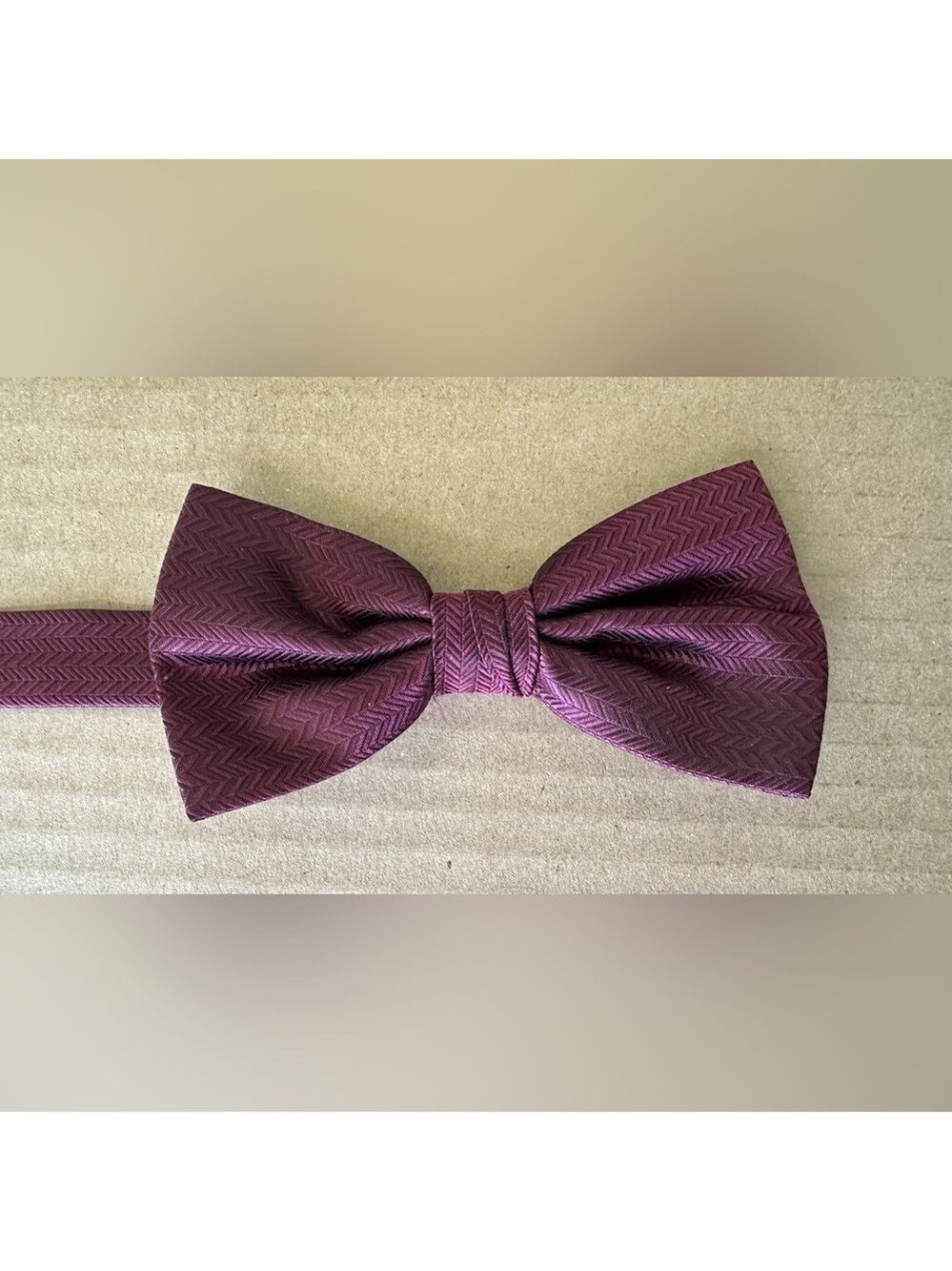 Merlot Burgundy Wine Bowtie Bow Tie Wedding Prom Tuxedo Herringbone Pre Tied